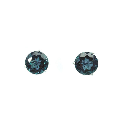 Lab Alexandrite Studs with 18k White Gold