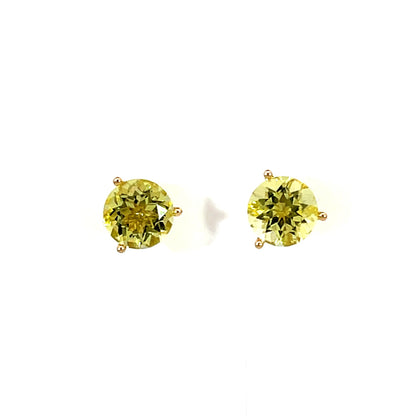 Lemon Quartz Studs with 18k Yellow Gold