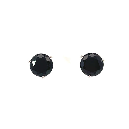 Onyx Studs with 18k White Gold