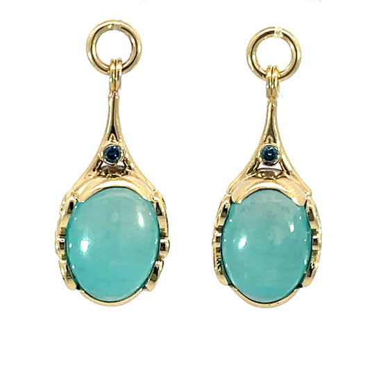 18k Yellow Gold Amazonite "Modullyn" Earring Jackets