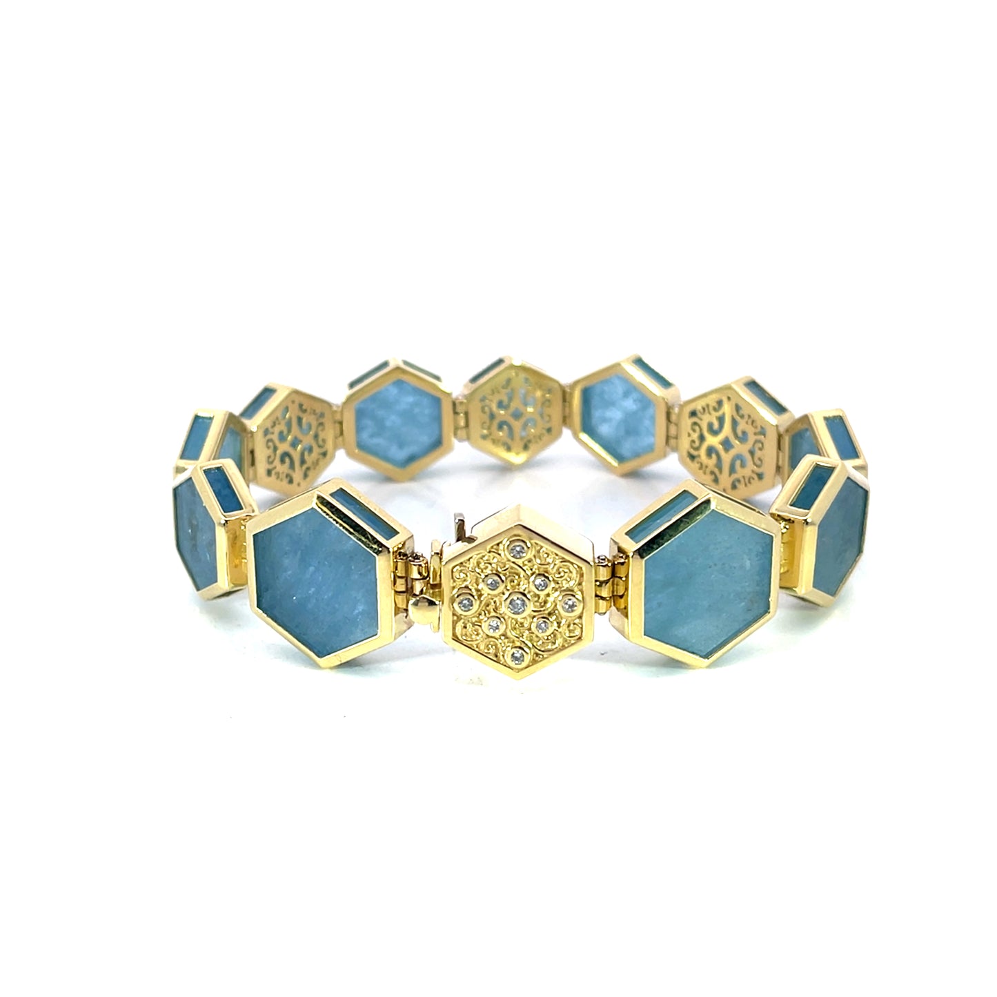 Aqua Hexagon Bracelet