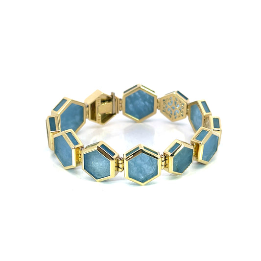 Aqua Hexagon Bracelet
