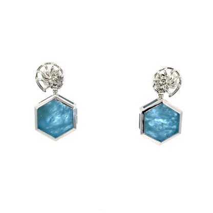 Aquamarine Slice Earring Jackets in 18k White Gold