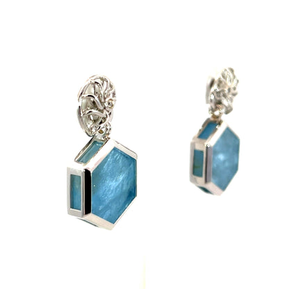 Aquamarine Slice Earring Jackets in 18k White Gold