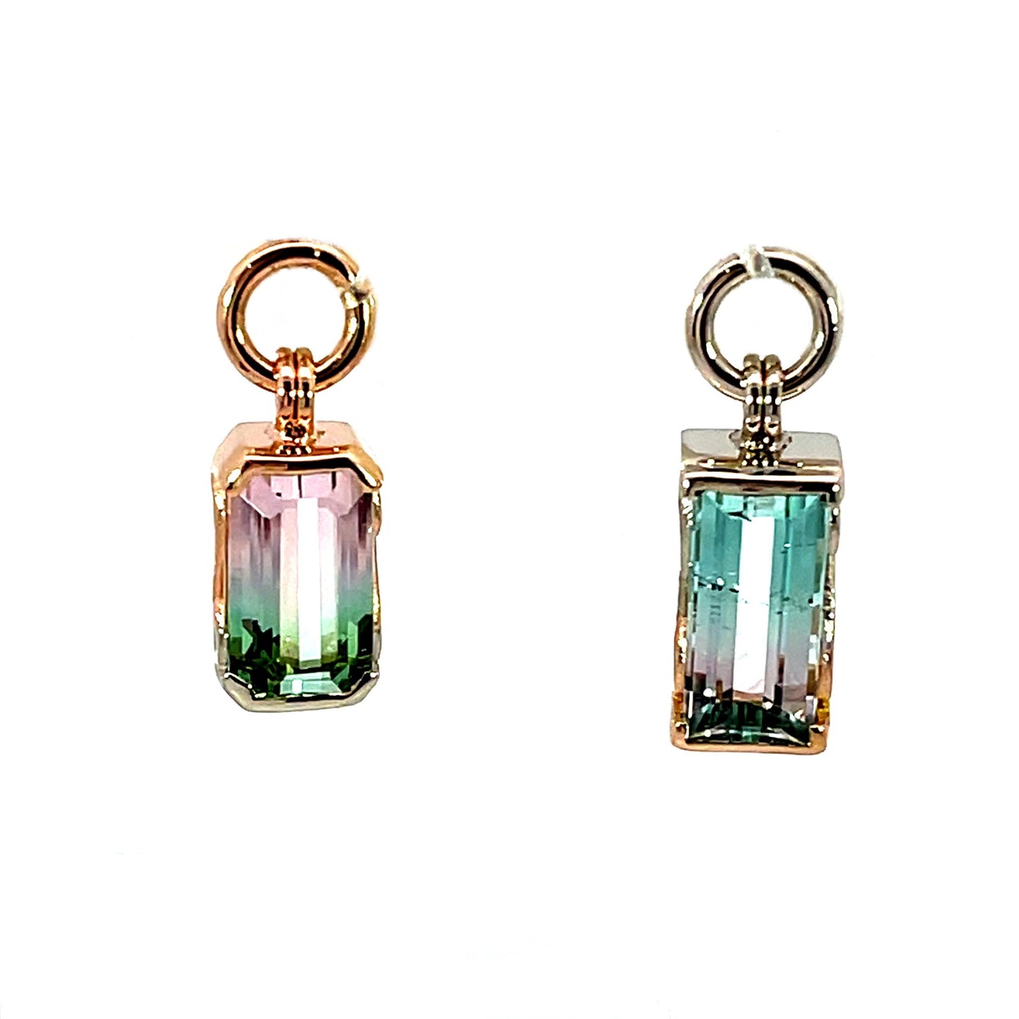 Asymmetrical Bicolor Tourmaline Earring Jackets
