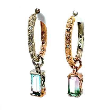 Asymmetrical Bicolor Tourmaline Earring Jackets