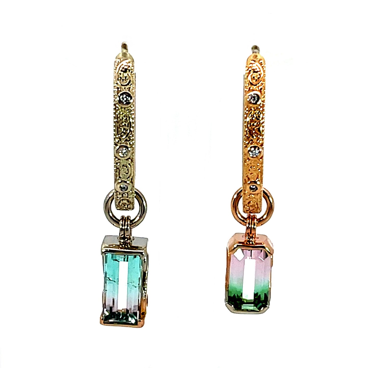 Asymmetrical Bicolor Tourmaline Earring Jackets