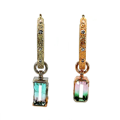 Asymmetrical Bicolor Tourmaline Earring Jackets
