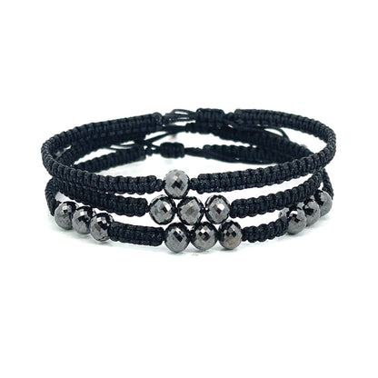 Black Chinese Silk Cord Bracelet with 3.00tcw of Black Diamonds