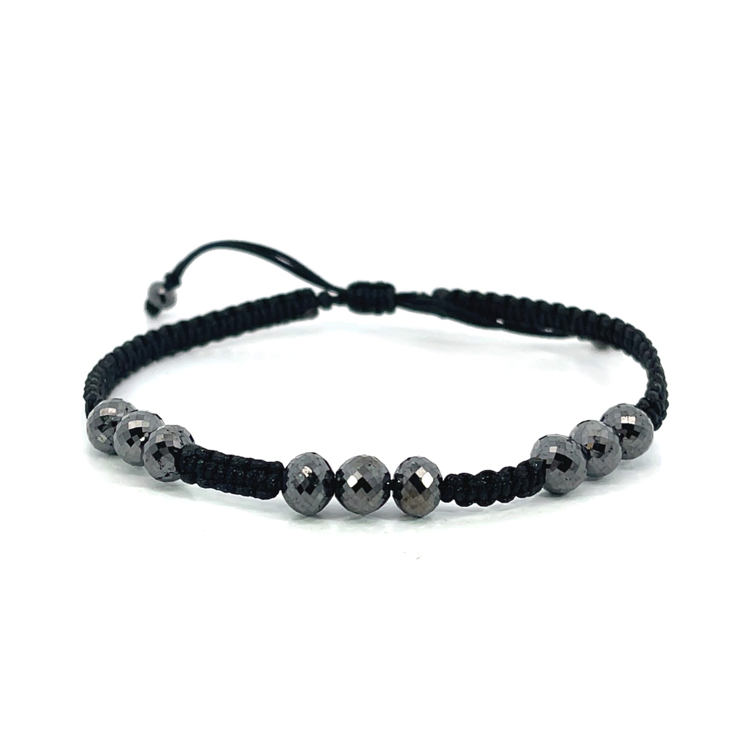 Black Chinese Silk Cord Bracelet with 19.00tcw of Black Diamonds