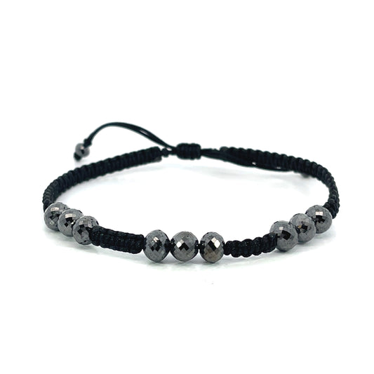 Black Chinese Silk Cord Bracelet with 19.00tcw of Black Diamonds