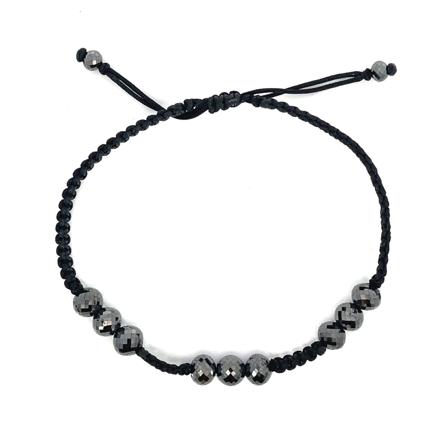 Black Chinese Silk Cord Bracelet with 19.00tcw of Black Diamonds