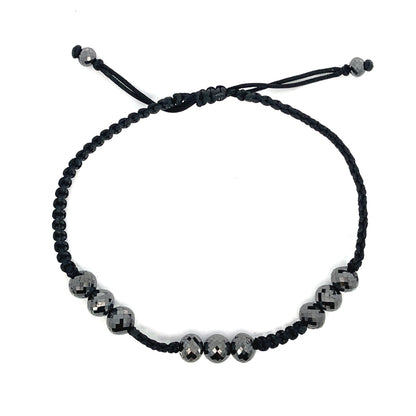 Black Chinese Silk Cord Bracelet with 19.00tcw of Black Diamonds