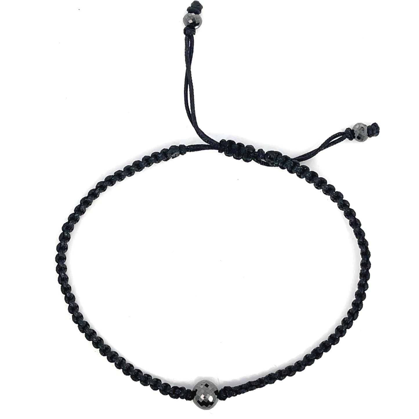 Black Chinese Silk Cord Bracelet with 3.00tcw of Black Diamonds