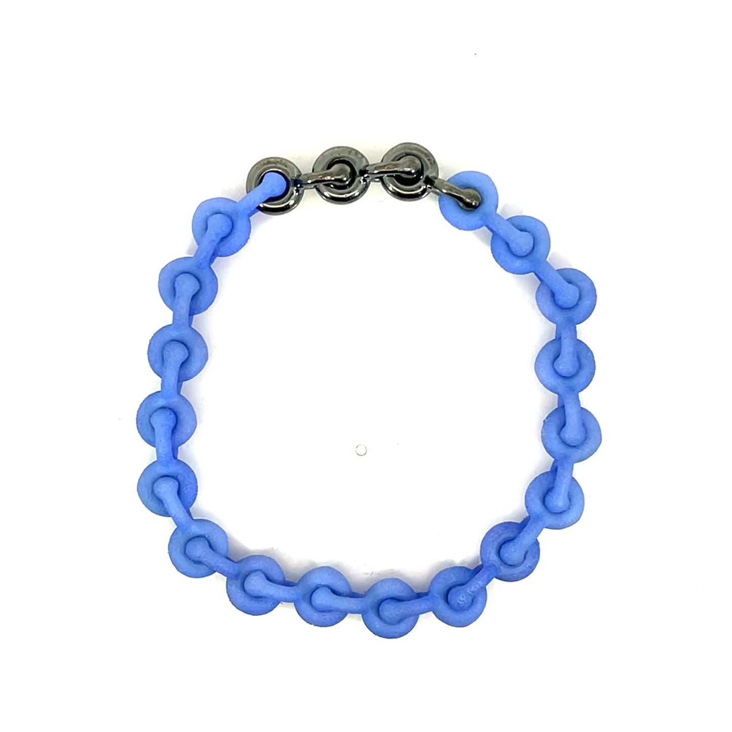 Petite Blue Nylon and Oxidized Sterling Silver Link Bracelet