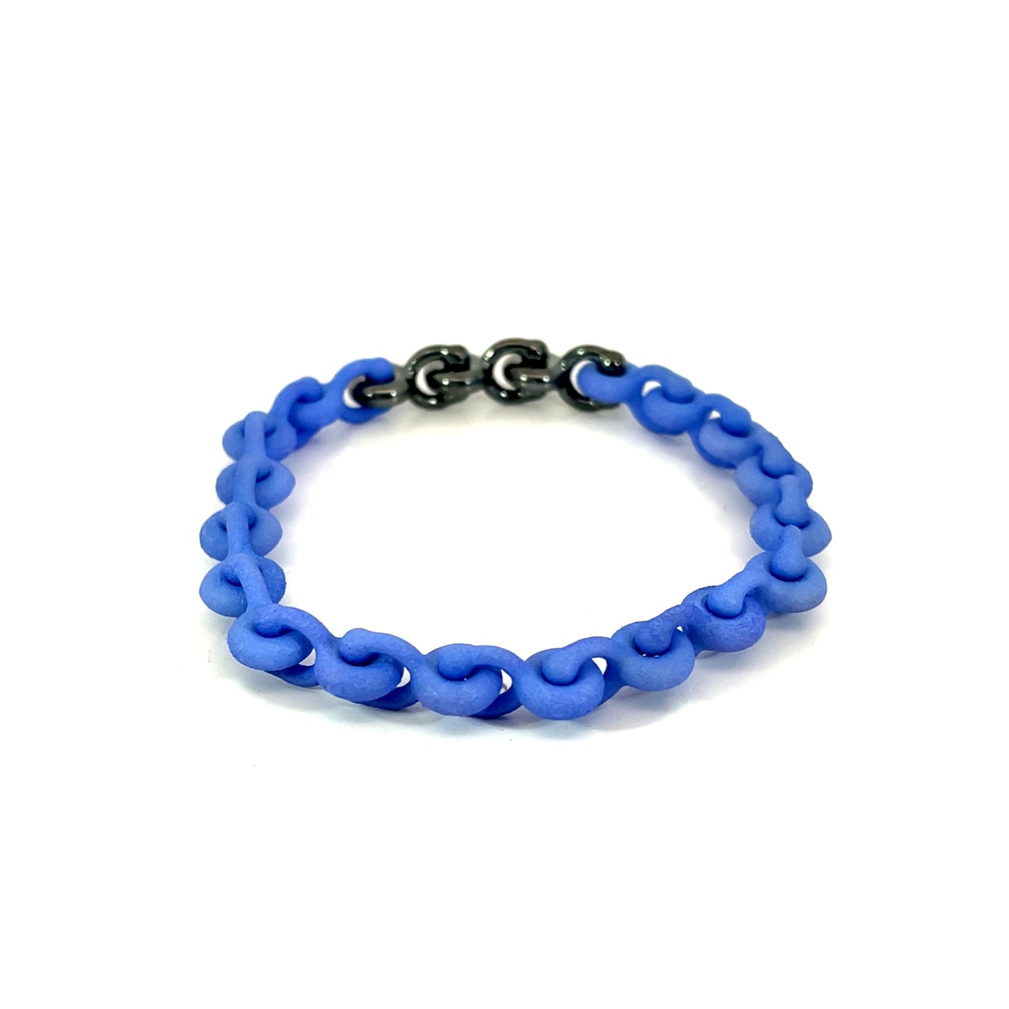 Petite Blue Nylon and Oxidized Sterling Silver Link Bracelet