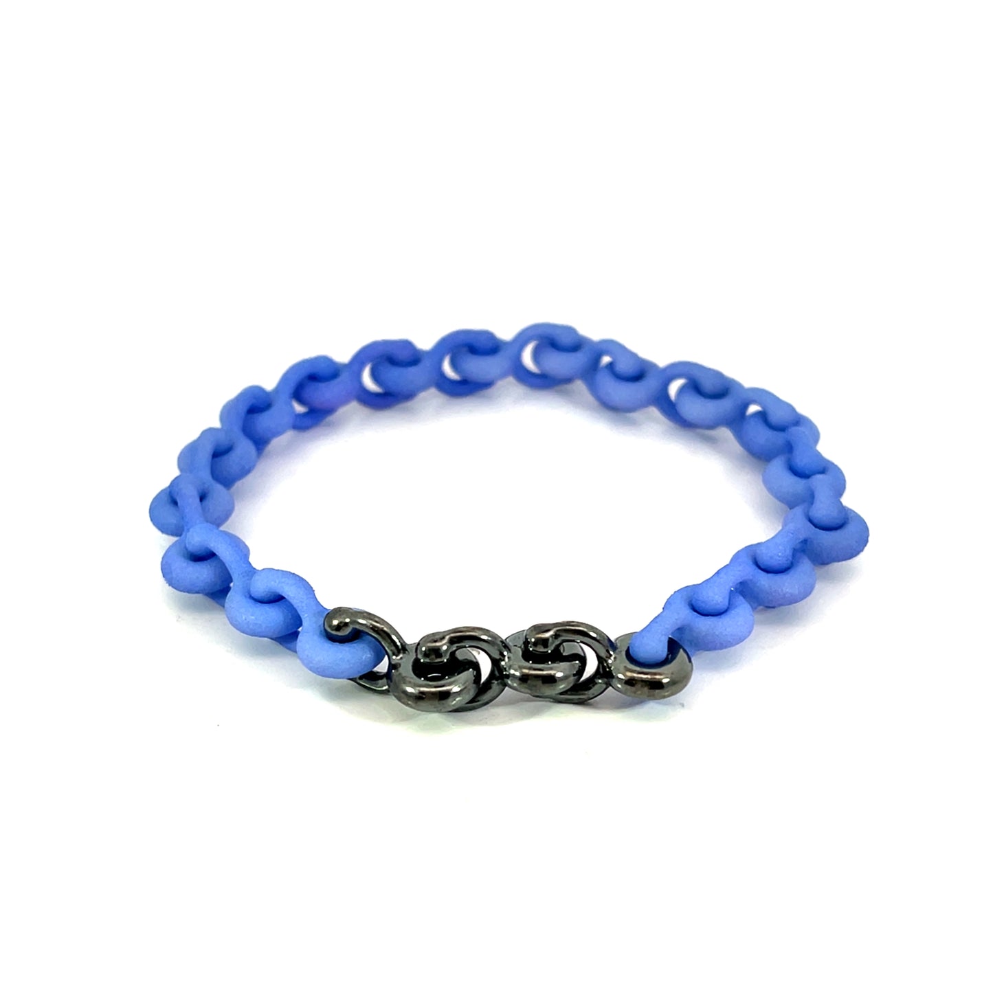 Petite Blue Nylon and Oxidized Sterling Silver Link Bracelet