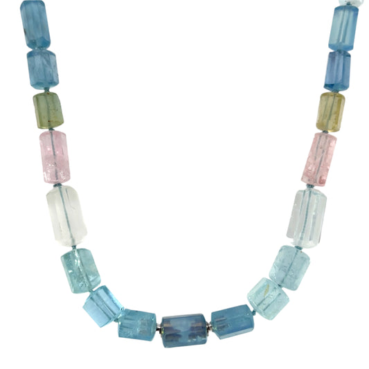 Beryl and Aqua Self Clasp Necklace