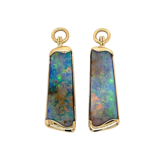 18k Yellow Gold Boulder Opal Earring Jackets