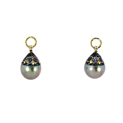 Circle Motif Maki-e Tahitian Drop Pearl Earring Jackets