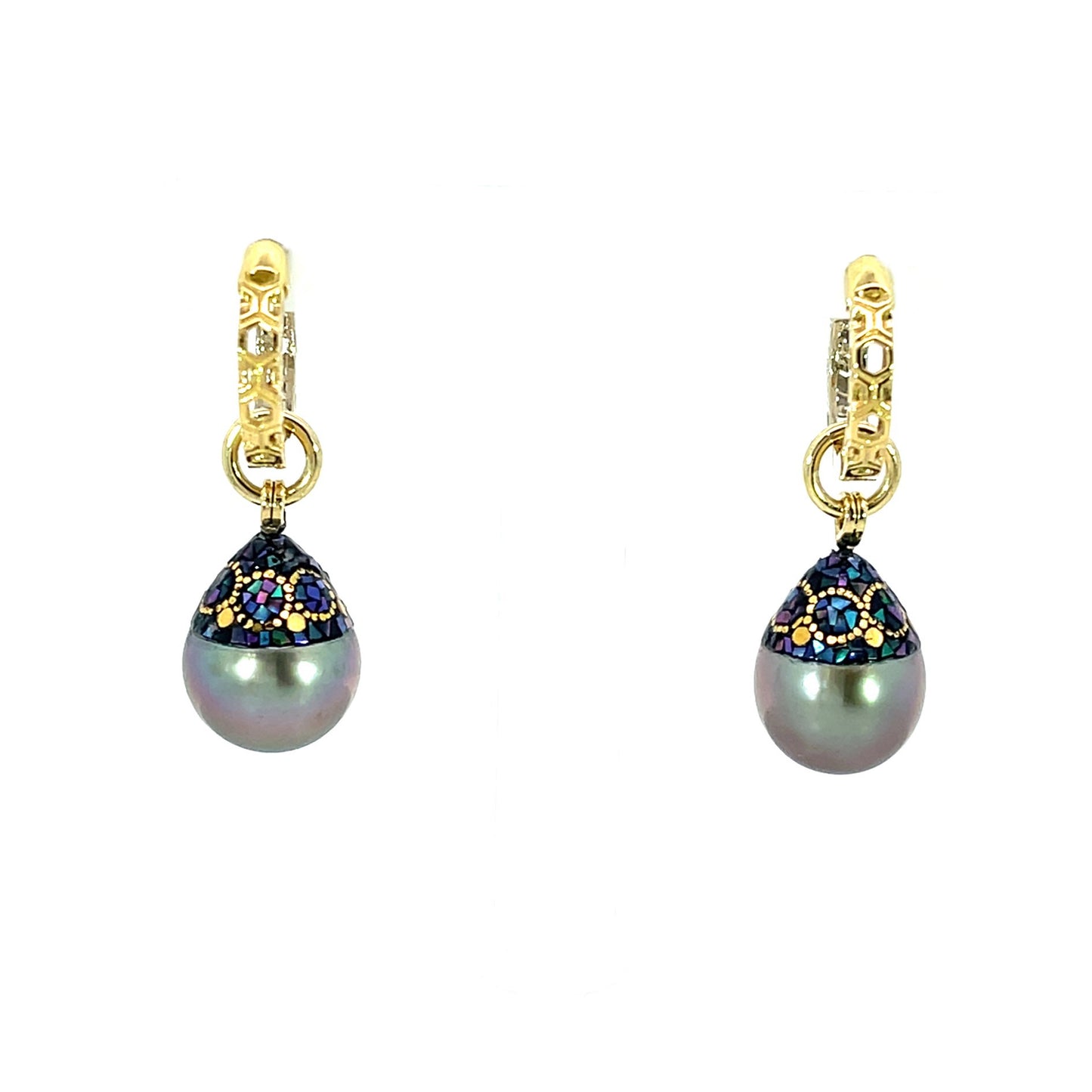 Circle Motif Maki-e Tahitian Drop Pearl Earring Jackets