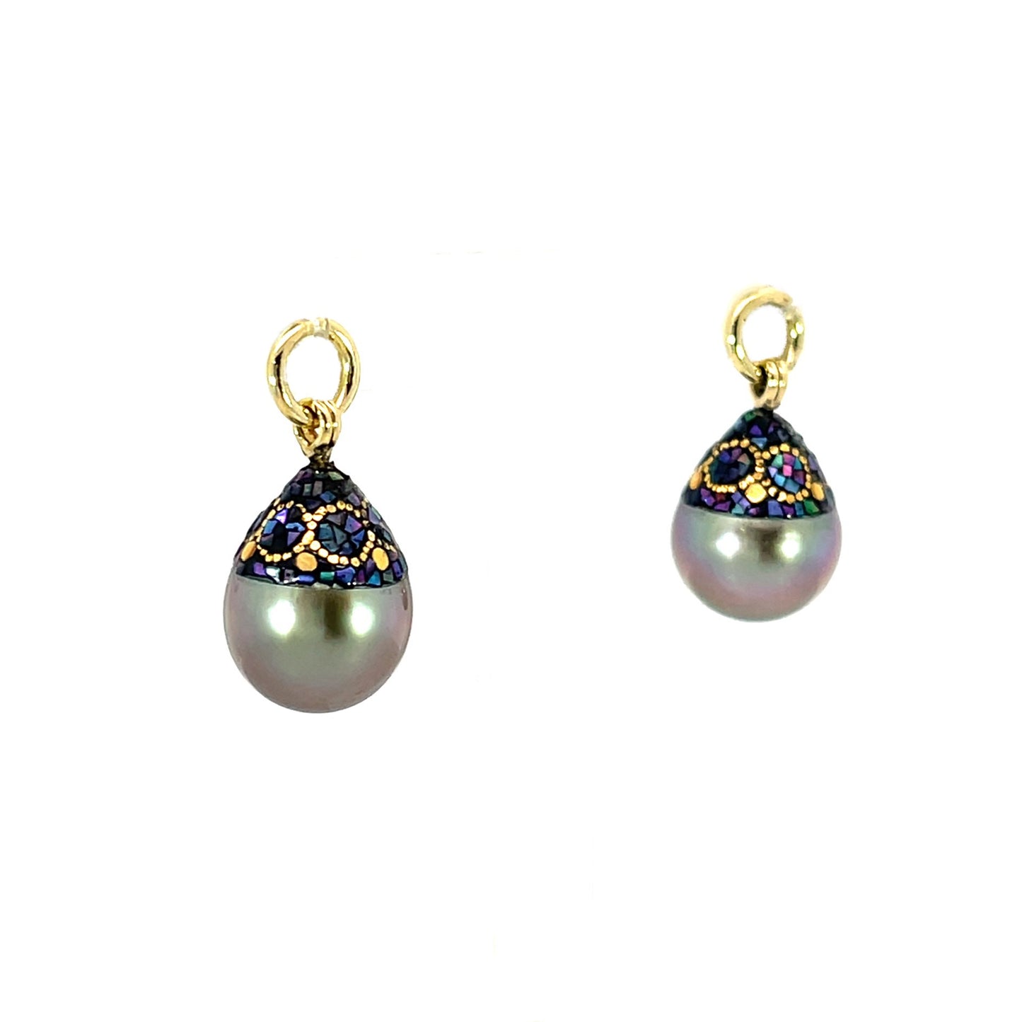Circle Motif Maki-e Tahitian Drop Pearl Earring Jackets