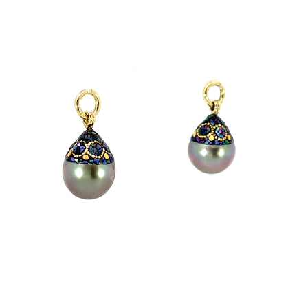 Circle Motif Maki-e Tahitian Drop Pearl Earring Jackets