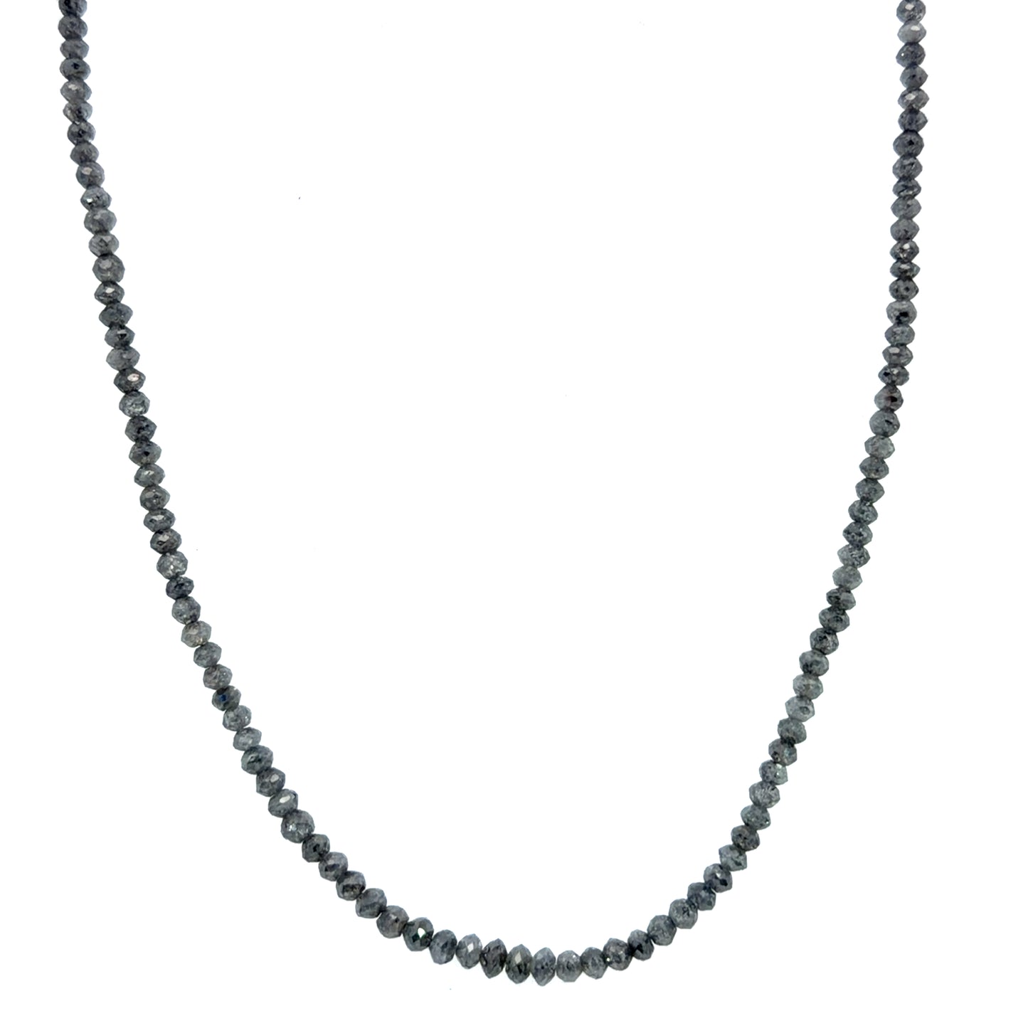 24.88ct Dark Gray Diamond Strand with Yellow Gold Clasp