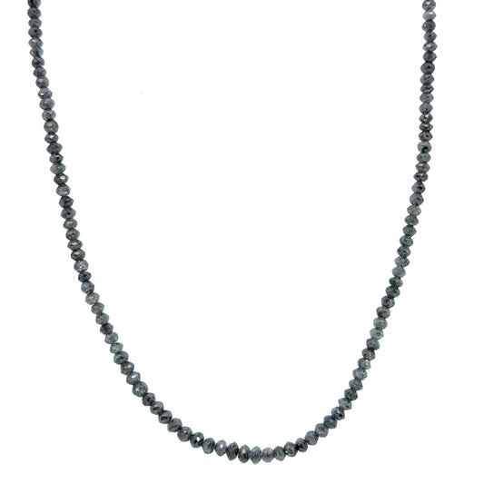 24.88ct Dark Gray Diamond Strand with Yellow Gold Clasp