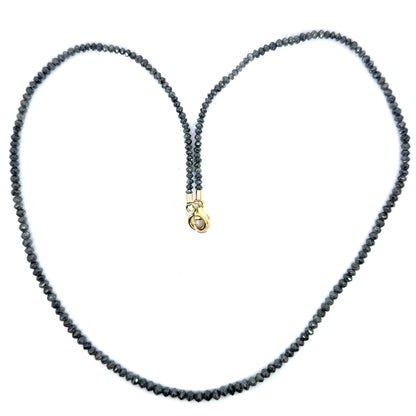 24.88ct Dark Gray Diamond Strand with Yellow Gold Clasp