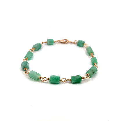 Emerald Bracelet with 18k Rose Gold Wire