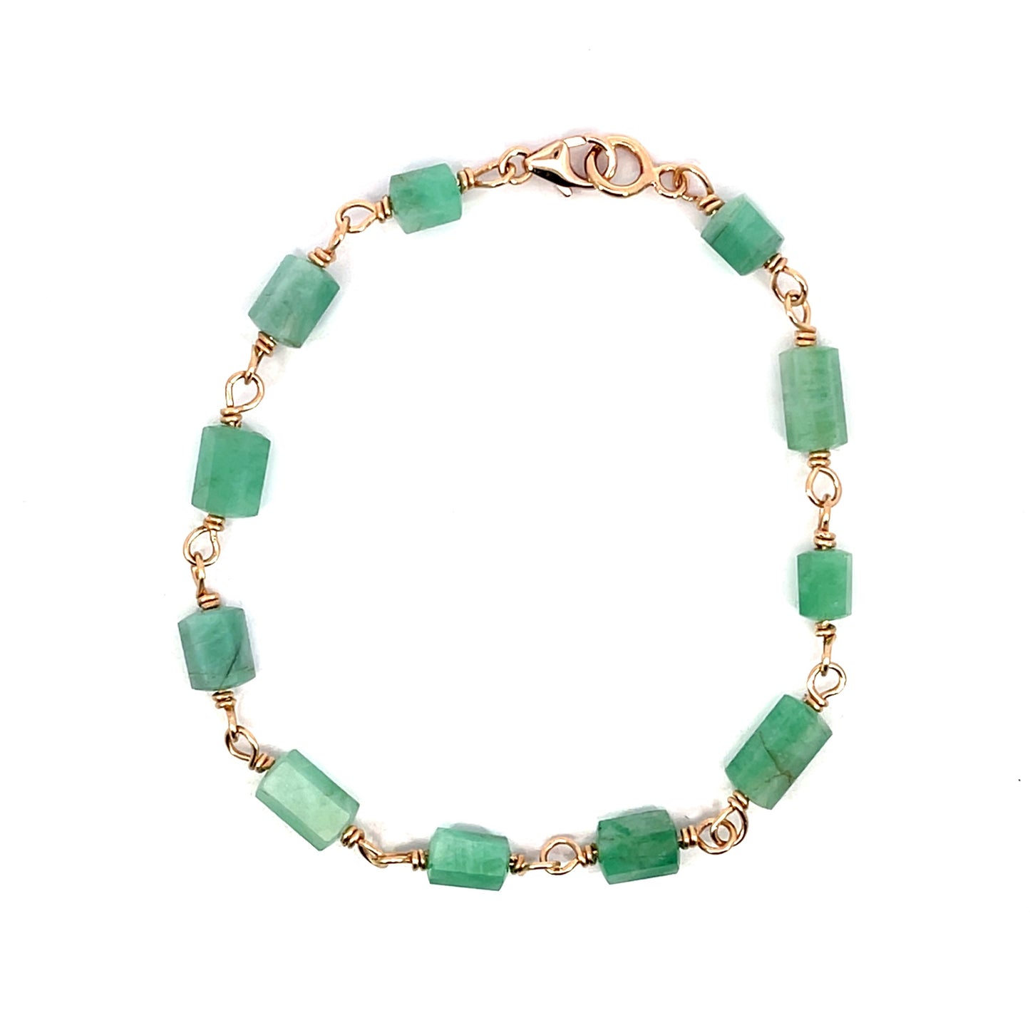 Emerald Bracelet with 18k Rose Gold Wire