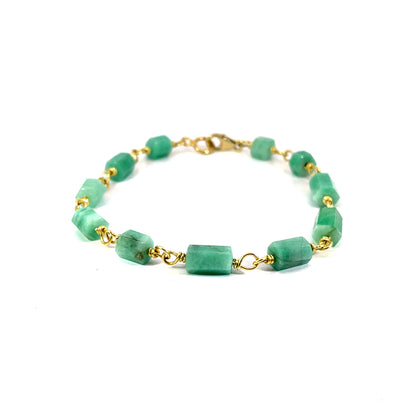 Emerald Bracelet with 18k Yellow Gold Wire