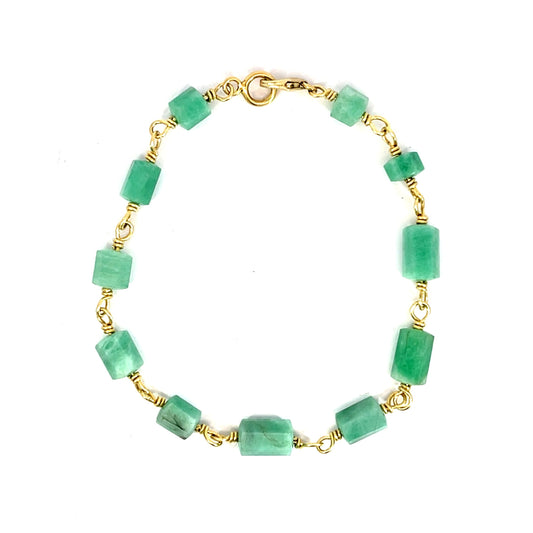 Emerald Bracelet with 18k Yellow Gold Wire