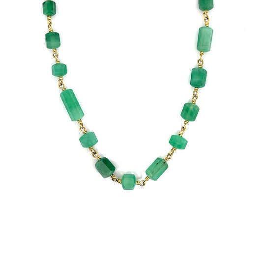 18k Yellow Gold and Brazilian Emerald Necklace