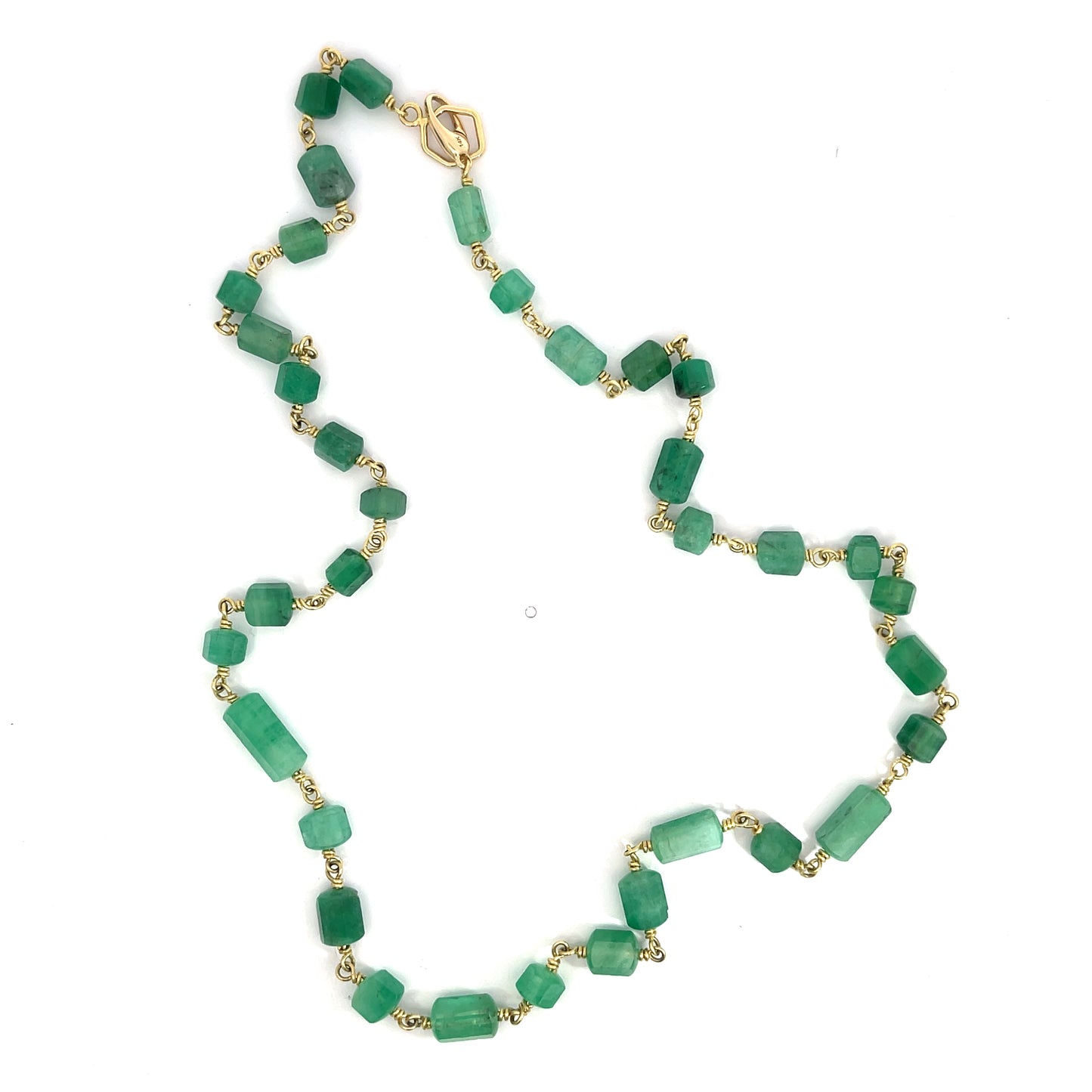 18k Yellow Gold and Brazilian Emerald Necklace