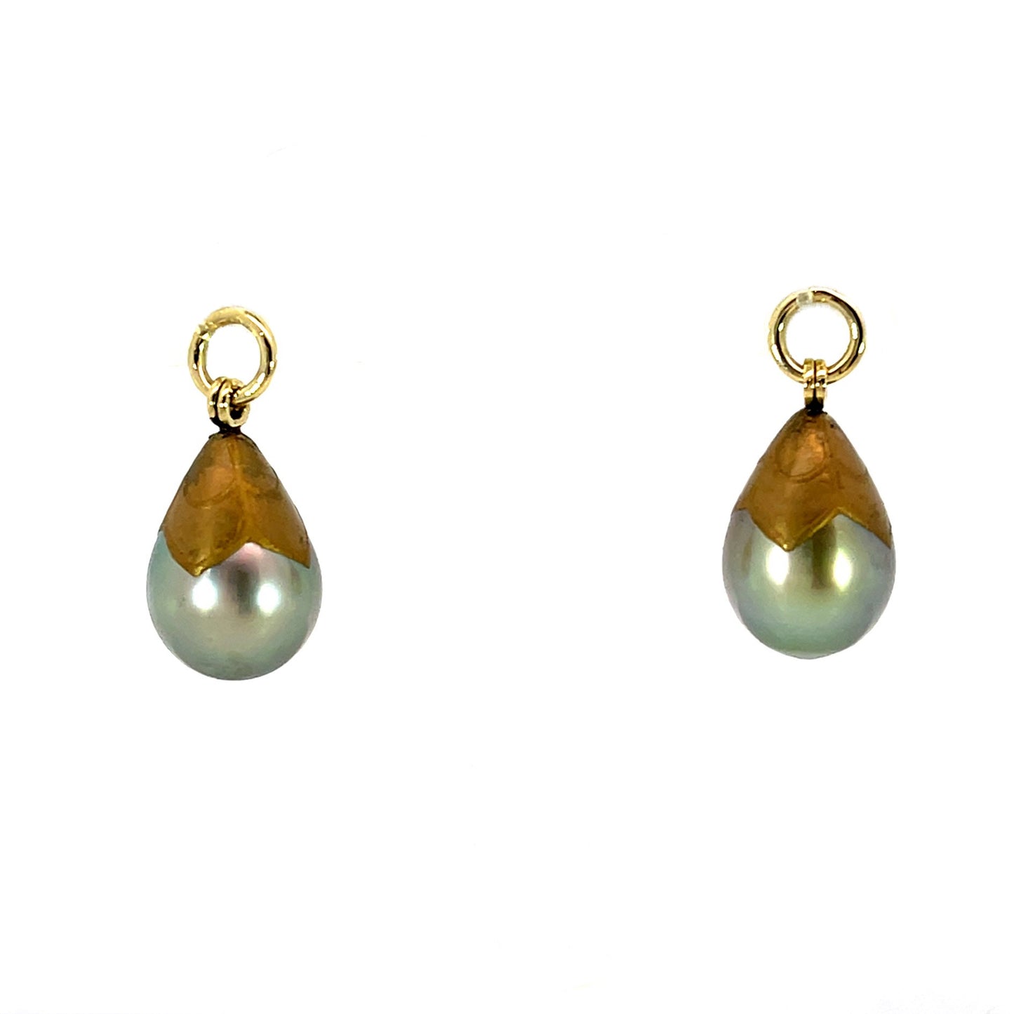 Gold Petal Maki-e Tahitian Drop Pearl Earring Jackets