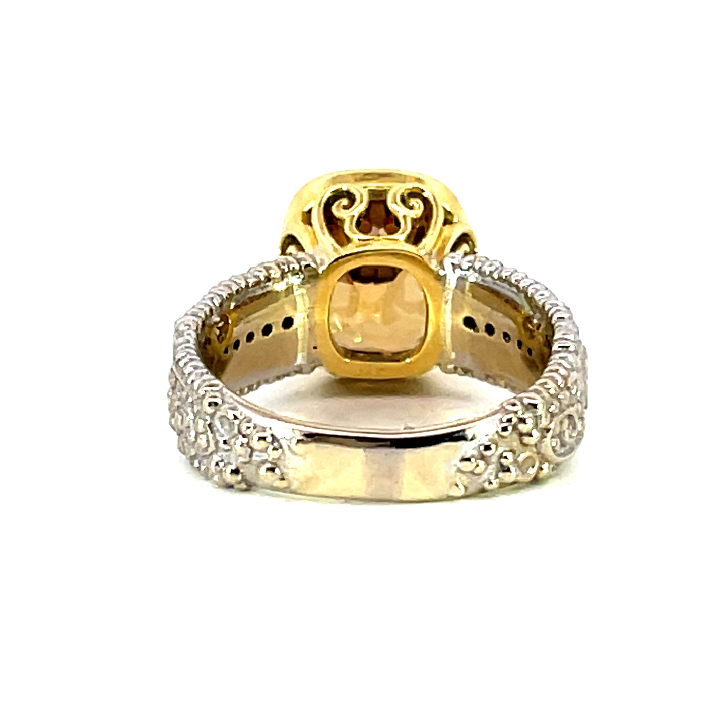 Two-Tone 18k Gold Zircon Ring with Yellow Diamonds