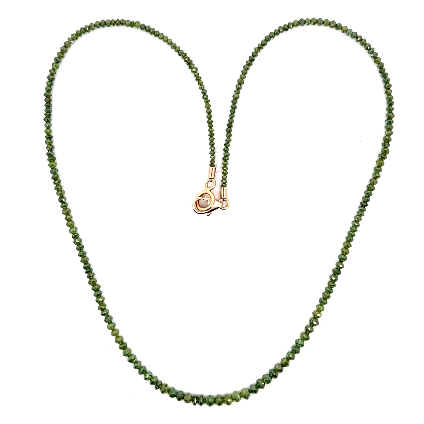 Green Diamond Necklace with a Rose Gold Clasp
