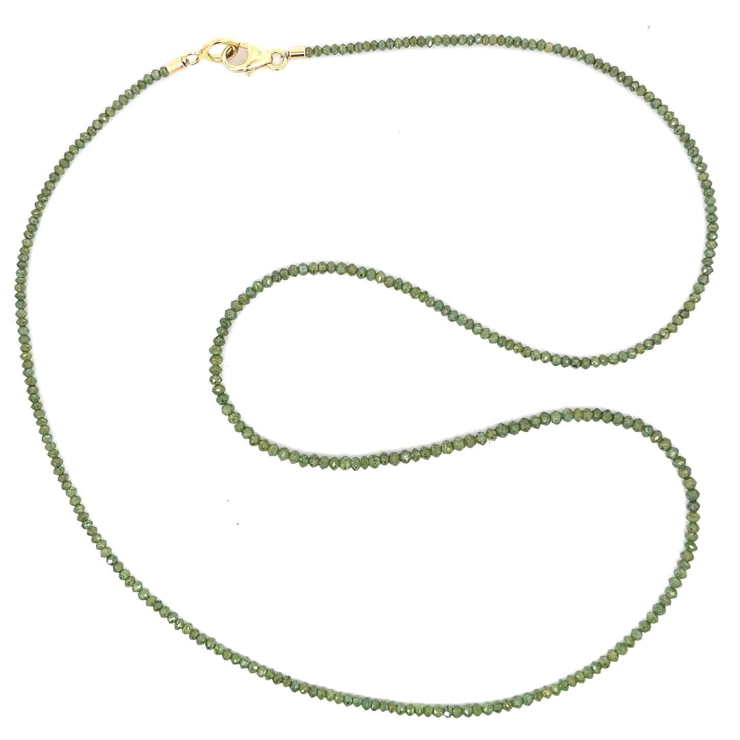 Green Diamond Strand with 18k Yellow Gold Clasp