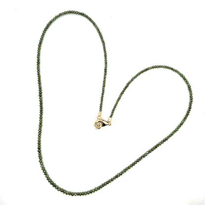 Green Diamond Necklace with a Yellow Gold Clasp