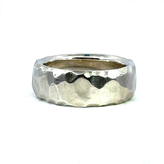 7.2mm Sterling Silver Hammered Ladies Band
