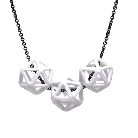 Oxidized Sterling Silver and Nylon Isohedron Necklace