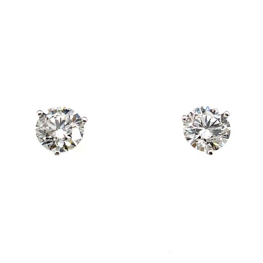 Lab Grown FVS Martini Head Diamond Studs with 18k White Gold