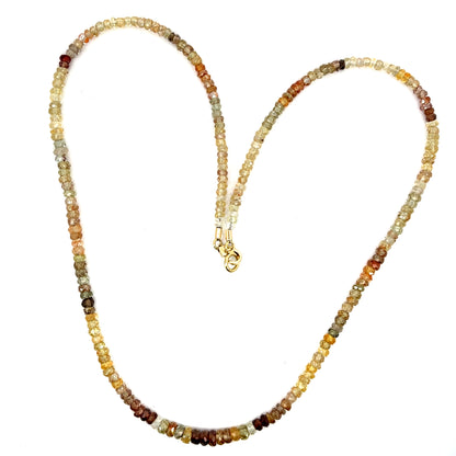 Multicolor Brown Zircon Necklace with a Yellow Gold Clasp