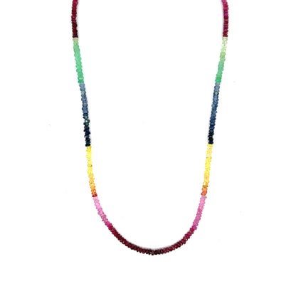 Multicolored Sapphire Strand with 18k Yellow Gold Clasp