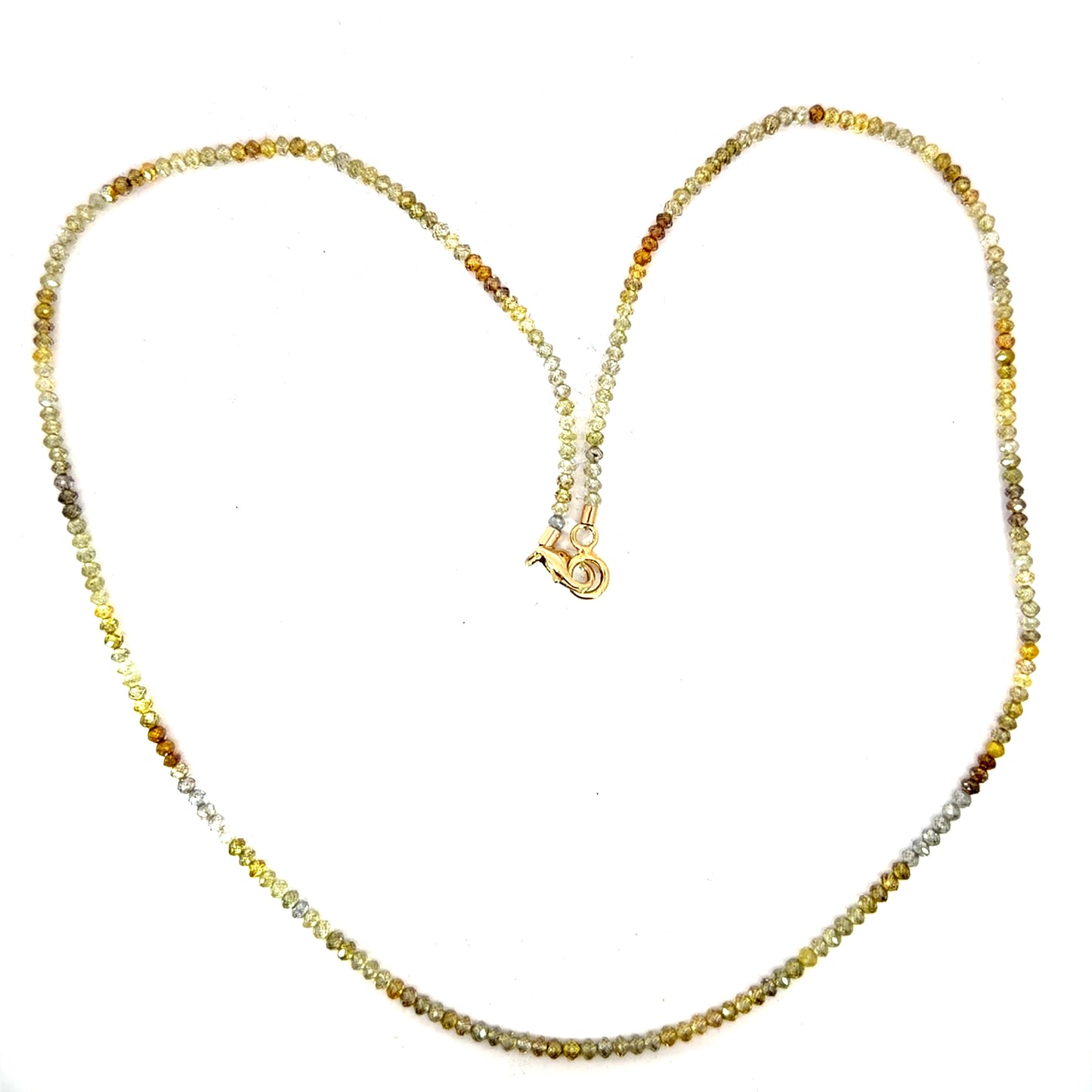 24.21ct Multicolored Yellow Diamond Necklace with Yellow Gold Clasp