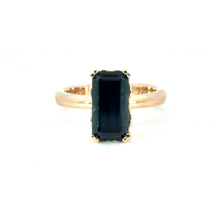 18k Rose Gold Indicolite Tourmaline Scroll Ring