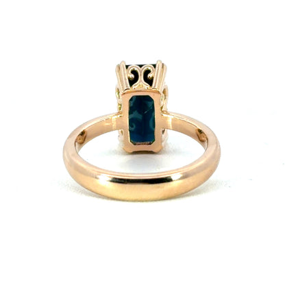 18k Rose Gold Indicolite Tourmaline Scroll Ring