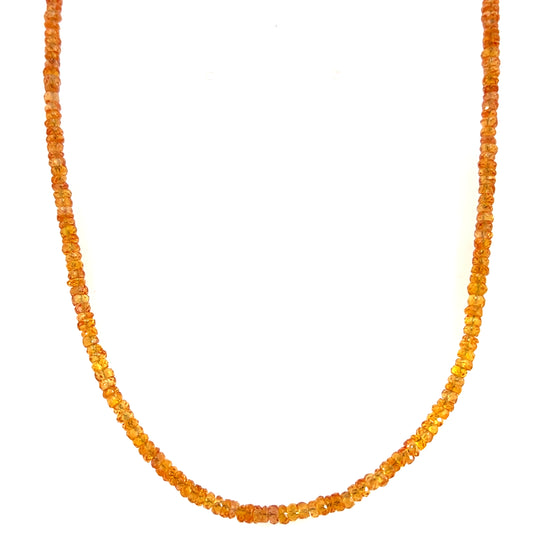 Orange Sapphire Necklace with Yellow Gold Clasp